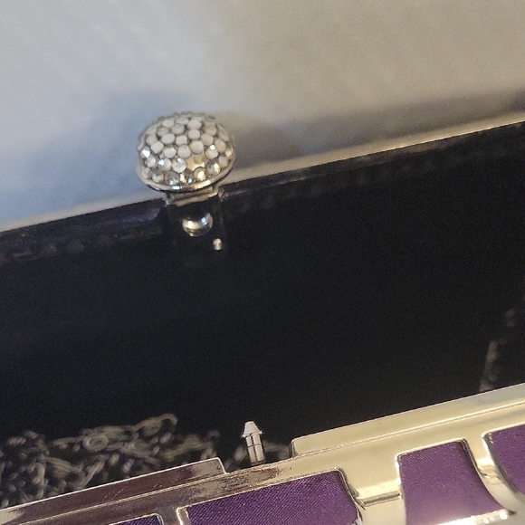 Elegant Purple Clutch with Silver Accents - Picture 6 of 10